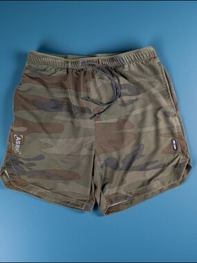 ASRV  DSG-0155  Athletic Training Shorts Men's L Camouflage Liner Zipper Pocket